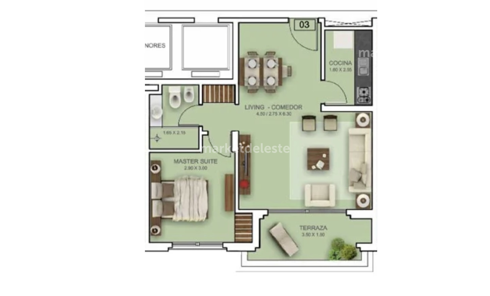 PLACE LAFAYETTE I, 1 DORMITORIO PISO ALTO