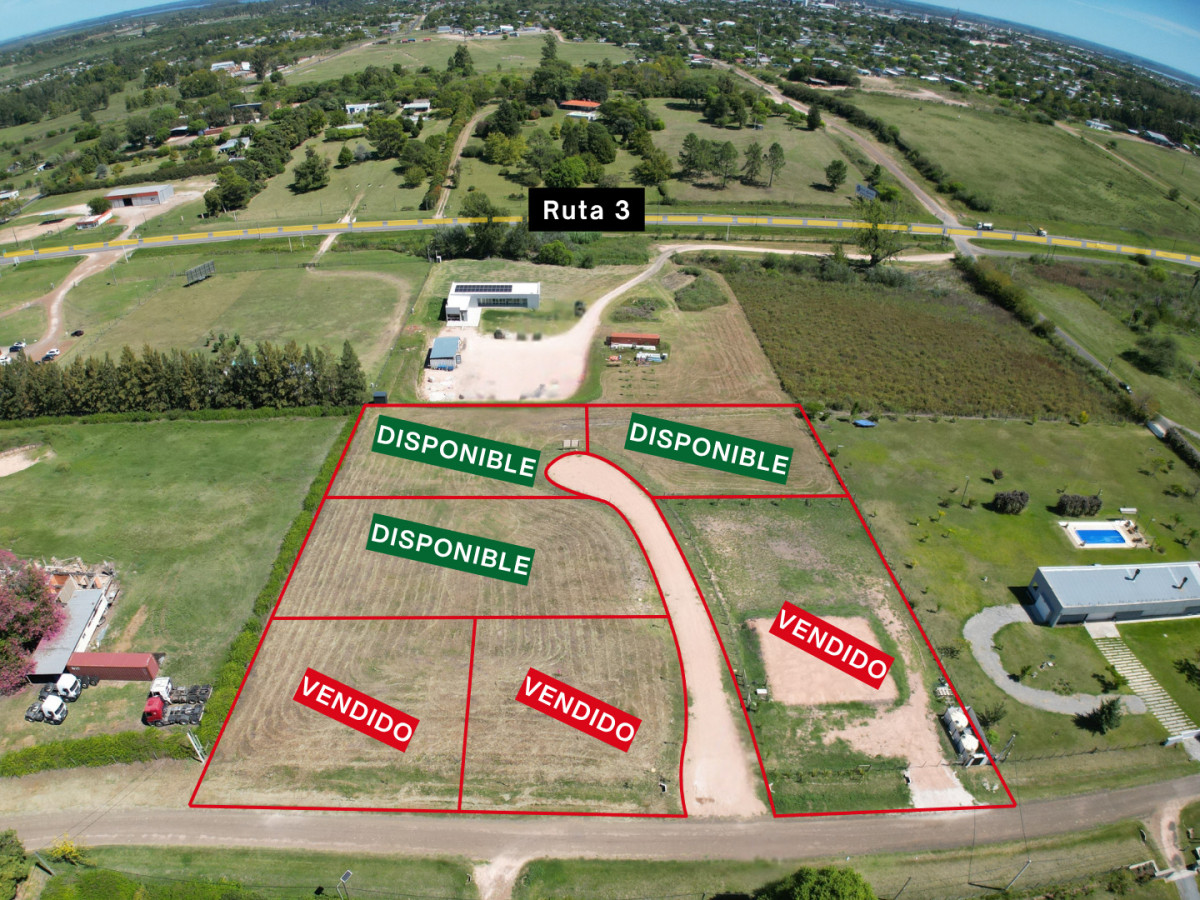 Terrenos de 1500 m2 sobre Ruta 3