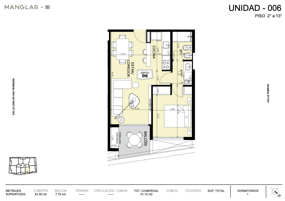 MANGLAR UMBRA. Unidad 06 un dormitorio. Venta en Pozo