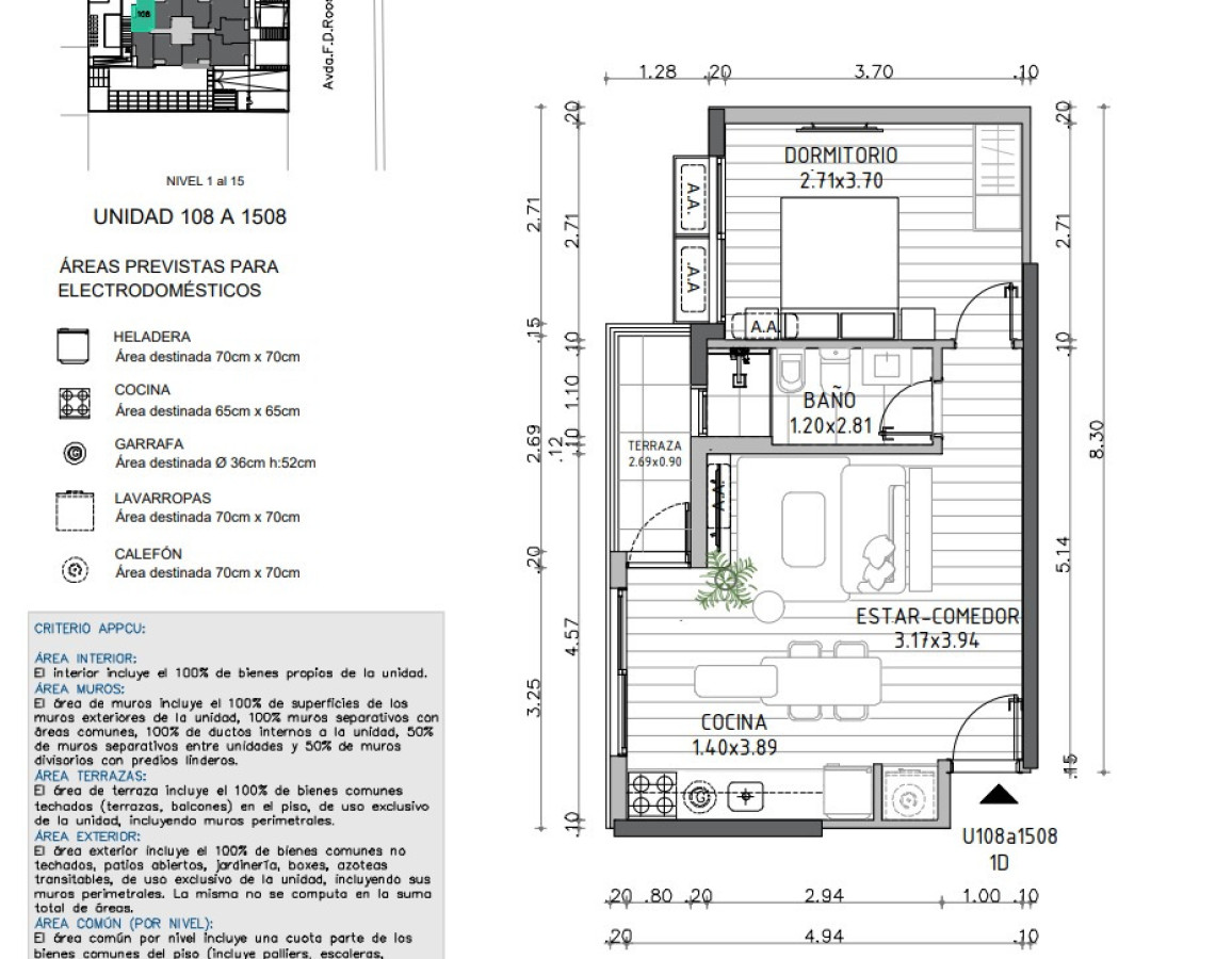 Venta apartamento un dormitorio Punta del este Roosevelt