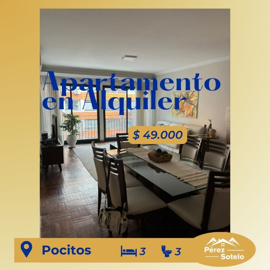 Alquiler Apto Pocitos. 3 Dormitorios