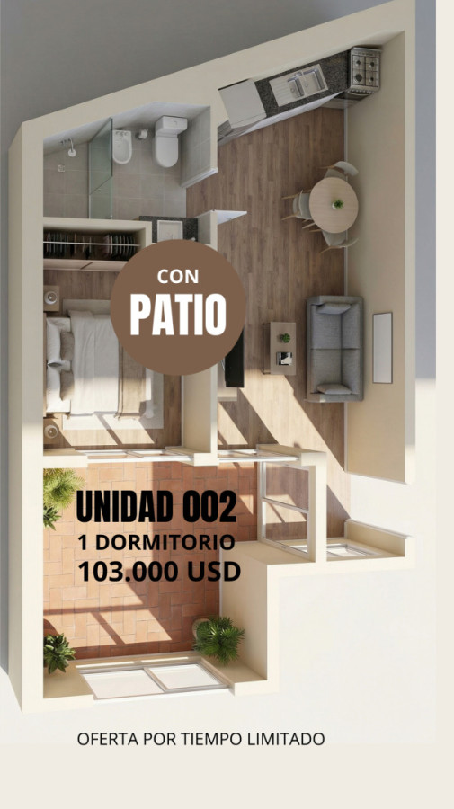 INVERTI HOY AL MEJOR PRECIO DE MERCADO APARTAMENTO DE UN DORMITORIO