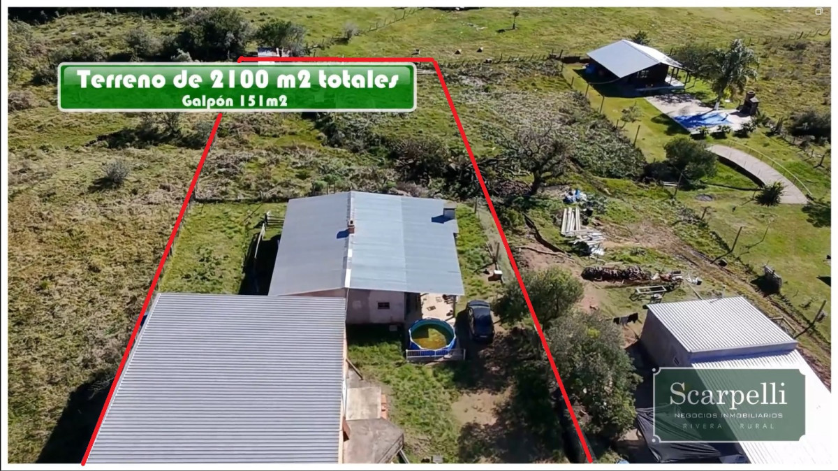 Venta Terreno 2100 m2 Villa Sara Rivera Casa y Gran Galpón prox. Piedra Furada