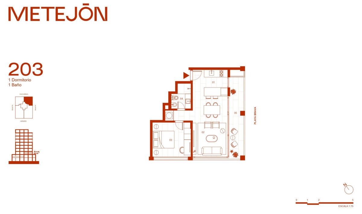 Apto de 1 Dormitorio con balcón en Península de Punta del Este