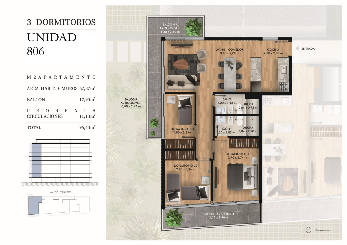 Apto de 3 Dormitorios en Pozo con Balcón Doble. Vivienda promovida