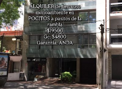 ALQUILER de monoambiente en POCITOS a pasos de la rambla