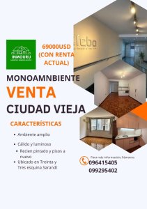 VENTA DE HERMOSO MONOAMBIENTE EN CIUDAD VIEJA CON RENTA ACTUAL 