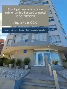 Se alquila apto equipado, 2 dormitorios, Punta Carretas
