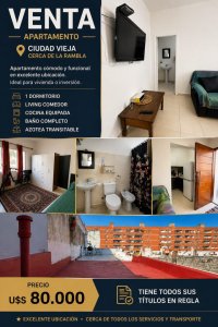 Venta de Hermoso Apto En Ciudad Vieja de 1 Dormitorio