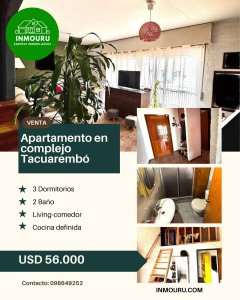 Venta de apartamento en cooperativa de viviendas de Tacuarembó