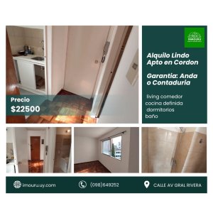 Alquilo Lindo y luminoso Apto en Cordón