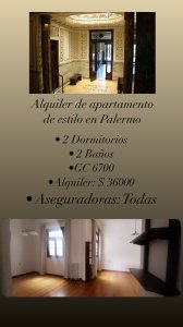 ALQUILER de apartamento de estilo de 2 dormitorios en PALERMO