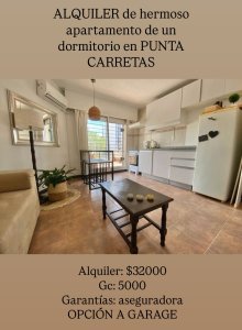 ALQUILER de hermoso apartamento de 1 dormitorio en PUNTA CARRETAS
