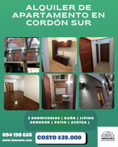 Alquiler de Apartamento en Cordón Sur