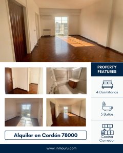 Alquiler de Hermoso Apto en Cordón 4 Dormitorios 