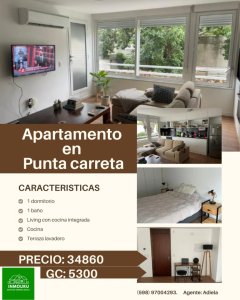 Apartamento de 1 dormitorio en Punta Carreta