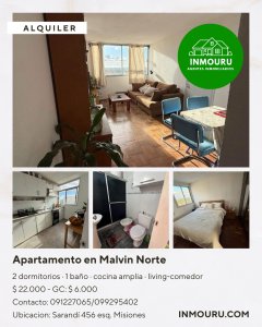 Se alquila apartamento de 2 dormitorios en Malvin Norte