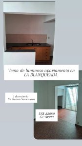 VENTA de apartamento de 1 dormitorio en LA BLANQUEADA