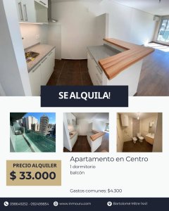 Se alquila apartamento de 1 dormitorio, Centro