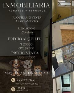 ALQUILER O VENTA de apartamento en CORDON 