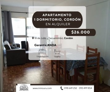 Se alquila apartamento 1 dormitorio en Cordón
