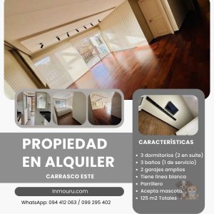 ALQUILER de apartamento de 3 dormitorios en CARRASCO ESTE