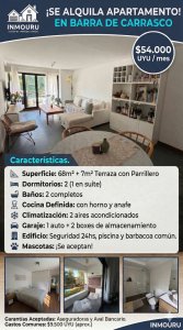 Alquiler de Hermoso Apartamento en Barra de Carrasco Frente a Rambla Costanera.