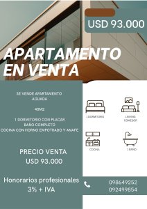 Se vende apartamento de 1 dormitorio, Aguada 