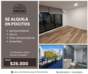 Se alquila monoambiente en piso alto, Pocitos