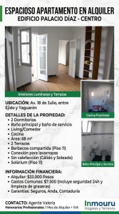 Se Alquila Espacioso Apartamento en Centro