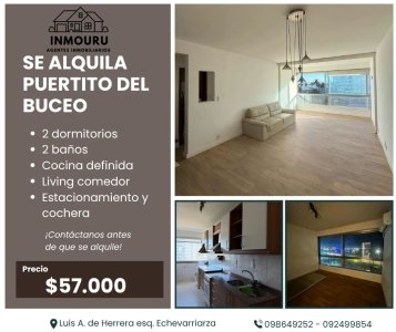 Se alquila apartamento de 2 dormitorios en Puertito del Buceo
