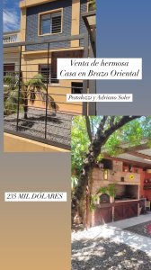 VENTA de casa de 3 dormitorios en BRAZO ORIENTAL
