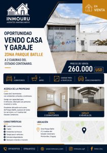 Venta de Casa más Amplio Garaje en Parque Batlle!
