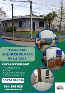 Traspaso de alquiler casa en La Teja 