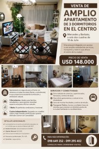 Venta de Amplio Apartamento de 3 Dormitorios en el Centro 