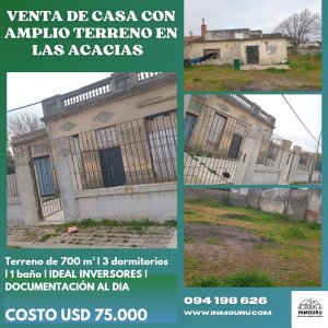 Venta de casa con amplio terreno en piedras blancas 
