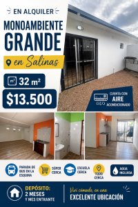 Se Alquila Monoambiente en Zona Salinas