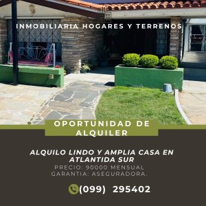 Alquilo Amplia y Casa Ideal para un Negocio en Atlántida  Sur