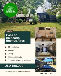 Venta de casa con amplio terreno en Balneario Buenos Aires