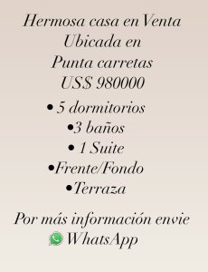 VENTA de hermosa casa de 5 dormitorios ubicada en Punta Carretas