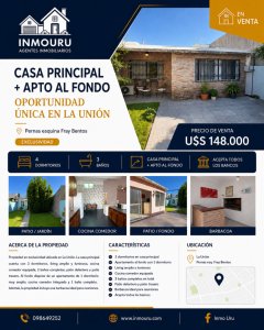Se vende casa en exclusiva + apto al fondo en la Unión.