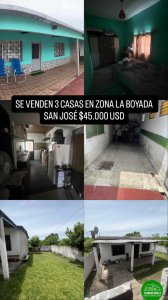 SE VENDEN TRES CASAS EN ZONA LA BOYADA SAN JOSE