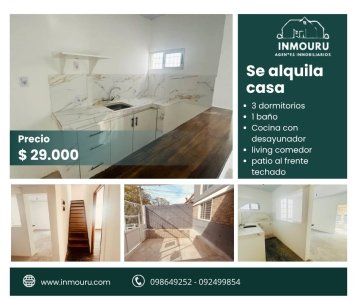 Se alquila casa de 3 dormitorios, Villa del Cerro