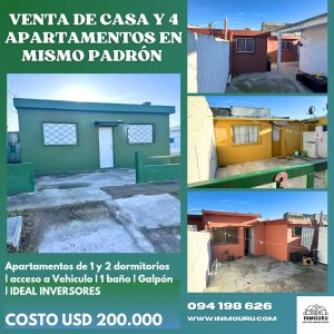 Venta de casa y 4 apartamentos en un mismo padrón
