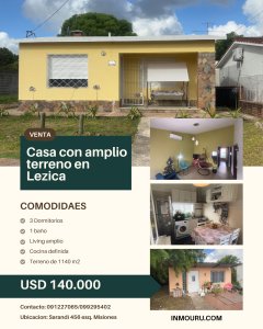 Se vende casa con amplio terreno en Lezica