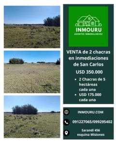 Venta de chacras en inmediaciones de San Carlos, Maldonado