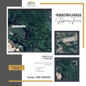 VENTA de chacra de 3 hectáreas en PASO DE LA ARENA