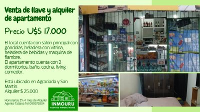 Venta de Llave comercial y alquiler de apartamento