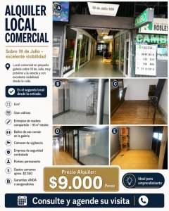Se Alquila Local Sobre 18 de Julio en Pleno Centro