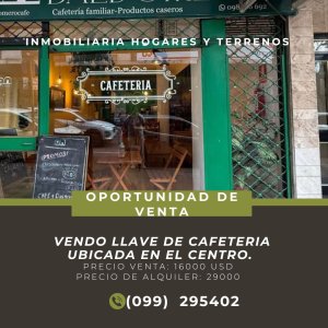 Vendo  llave de  cafetería en excelente ubicada en el Centro de Montevideo